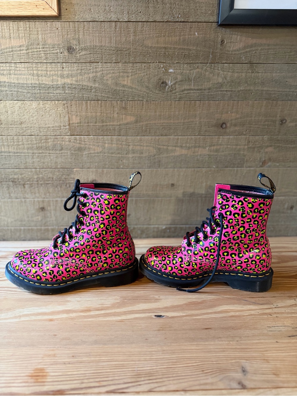 Dr. Martens Pink Leopard-Print Kids Lace-Up Boots. Brand new. Never worn.